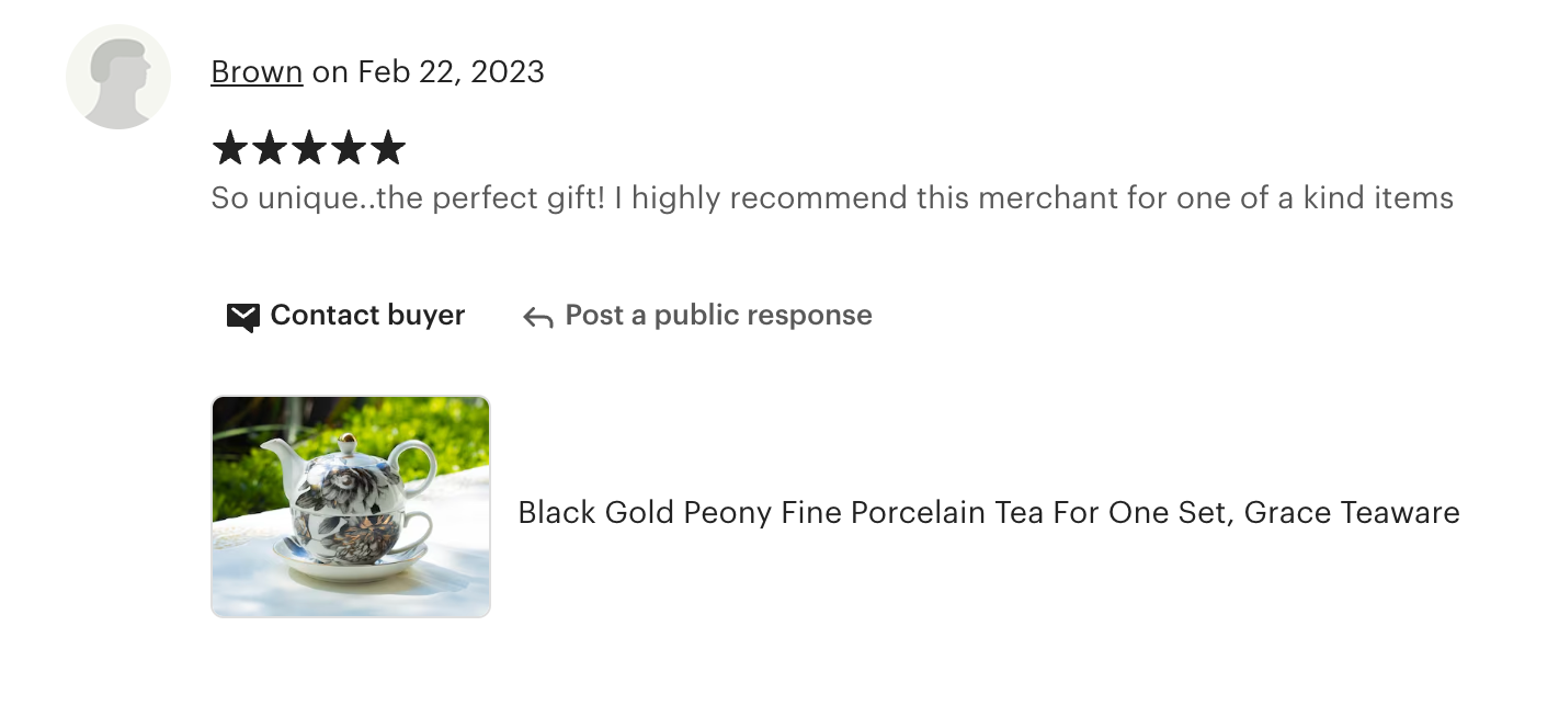 Black Gold Peony Fine Porcelain Tea For One Set