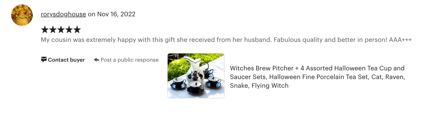 Witches Brew Pitcher + 4 Assorted Halloween Tea Cup and Saucer Sets - Ver. A