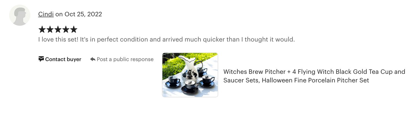 Witches Brew Pitcher + 4 Flying Witch Tea Cup and Saucer Sets