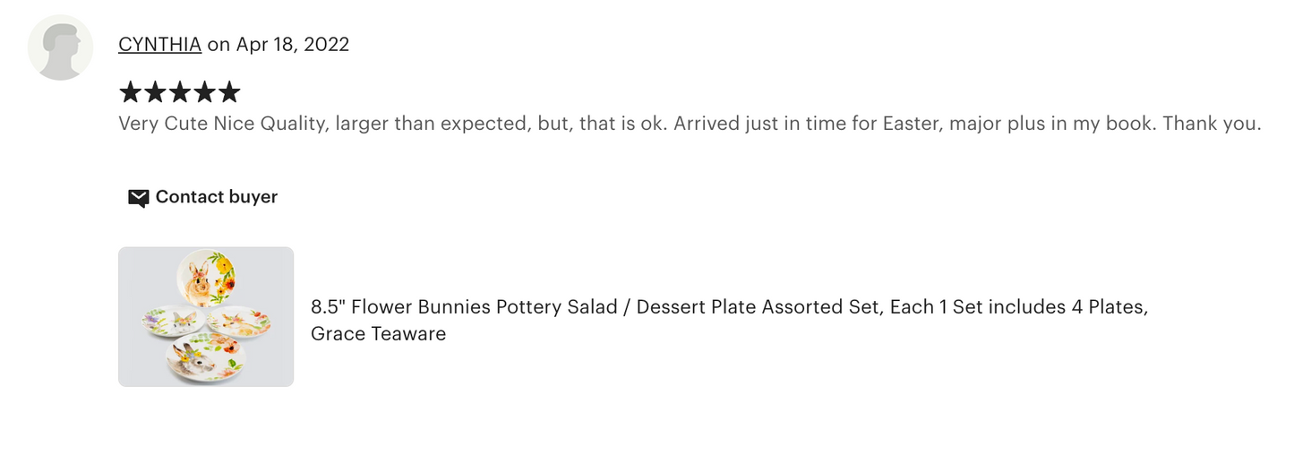 8.5" Flower Bunnies Salad / Dessert Plate Set of 4