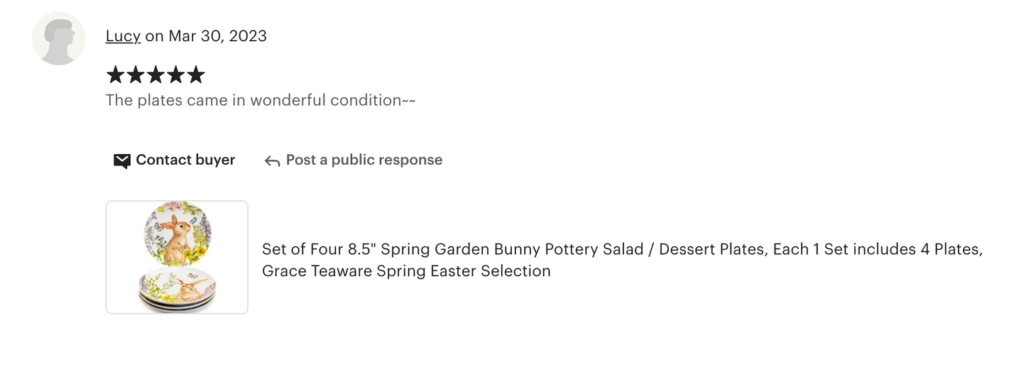 8.5" Spring Garden Bunny Salad/Dessert Plate