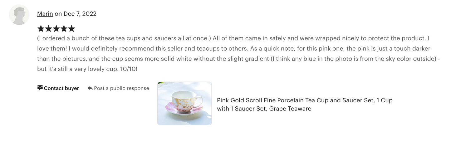 Pink Gold Scroll Fine Porcelain Cup and Saucer