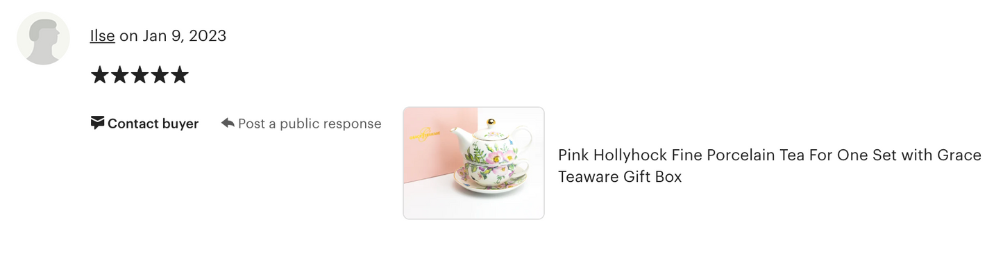 Pink Hollyhock Fine Porcelain Tea For One Set
