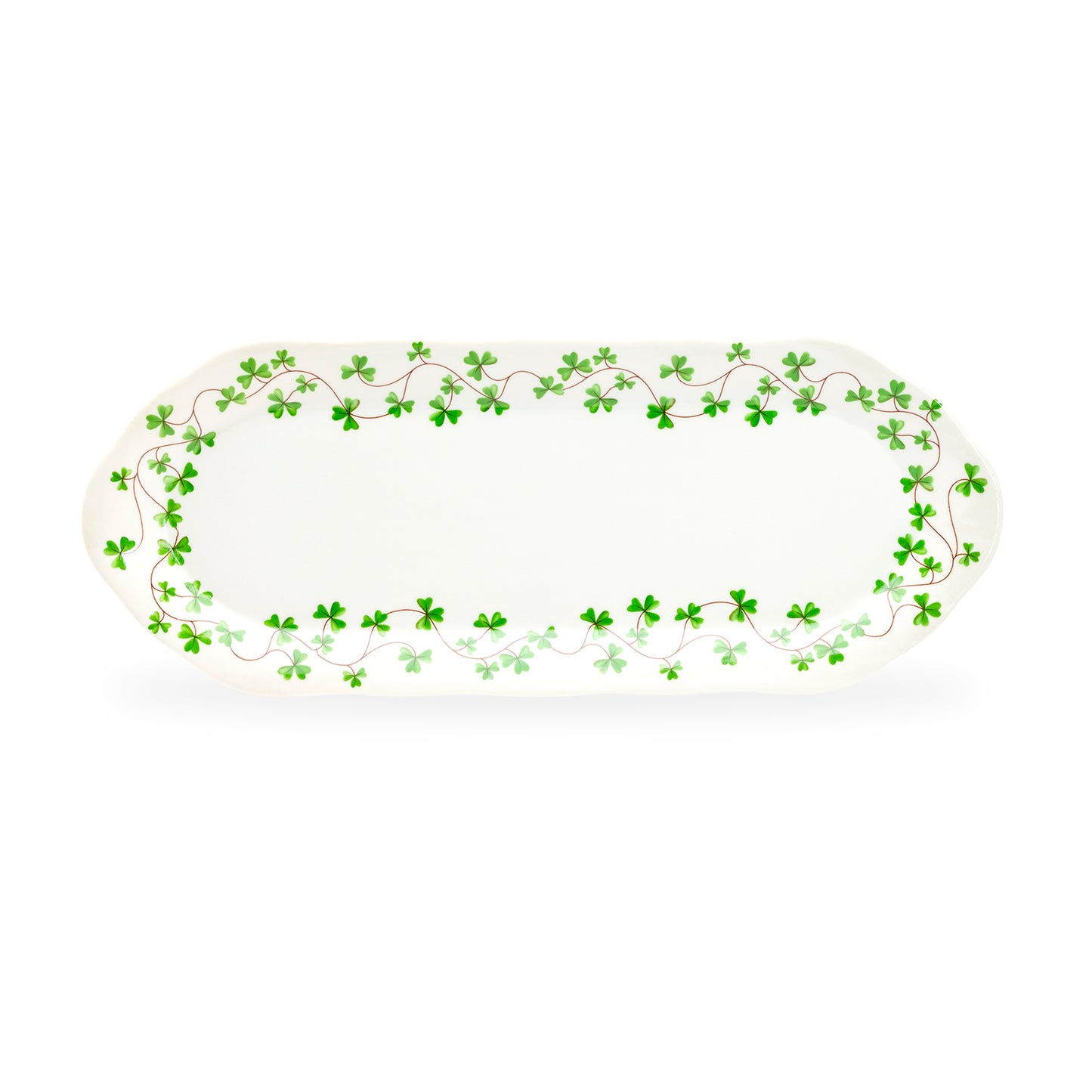 Grace Teaware Shamrock Clover Fine Porcelain Oval Serving Tray