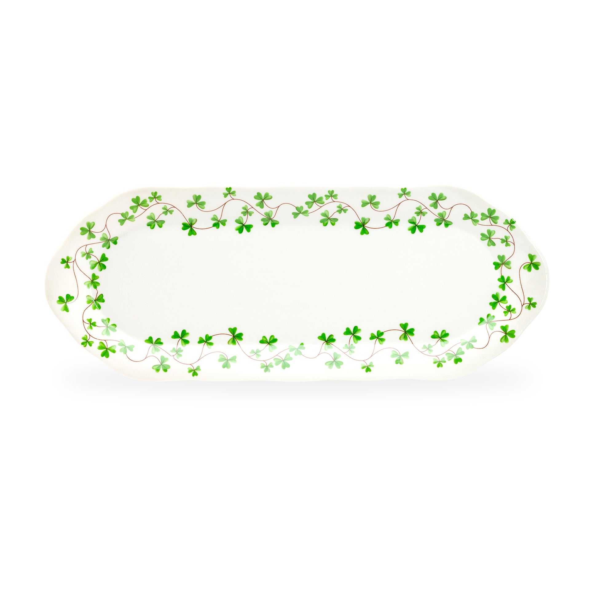 Grace Teaware Shamrock Clover Fine Porcelain Oval Serving Tray