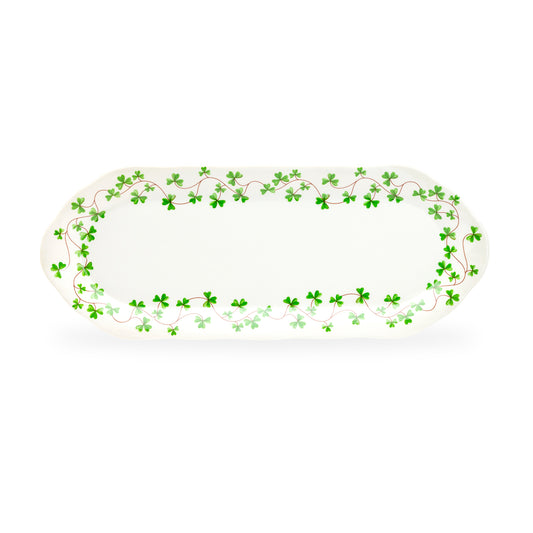 Grace Teaware Shamrock Clover Fine Porcelain Oval Serving Tray