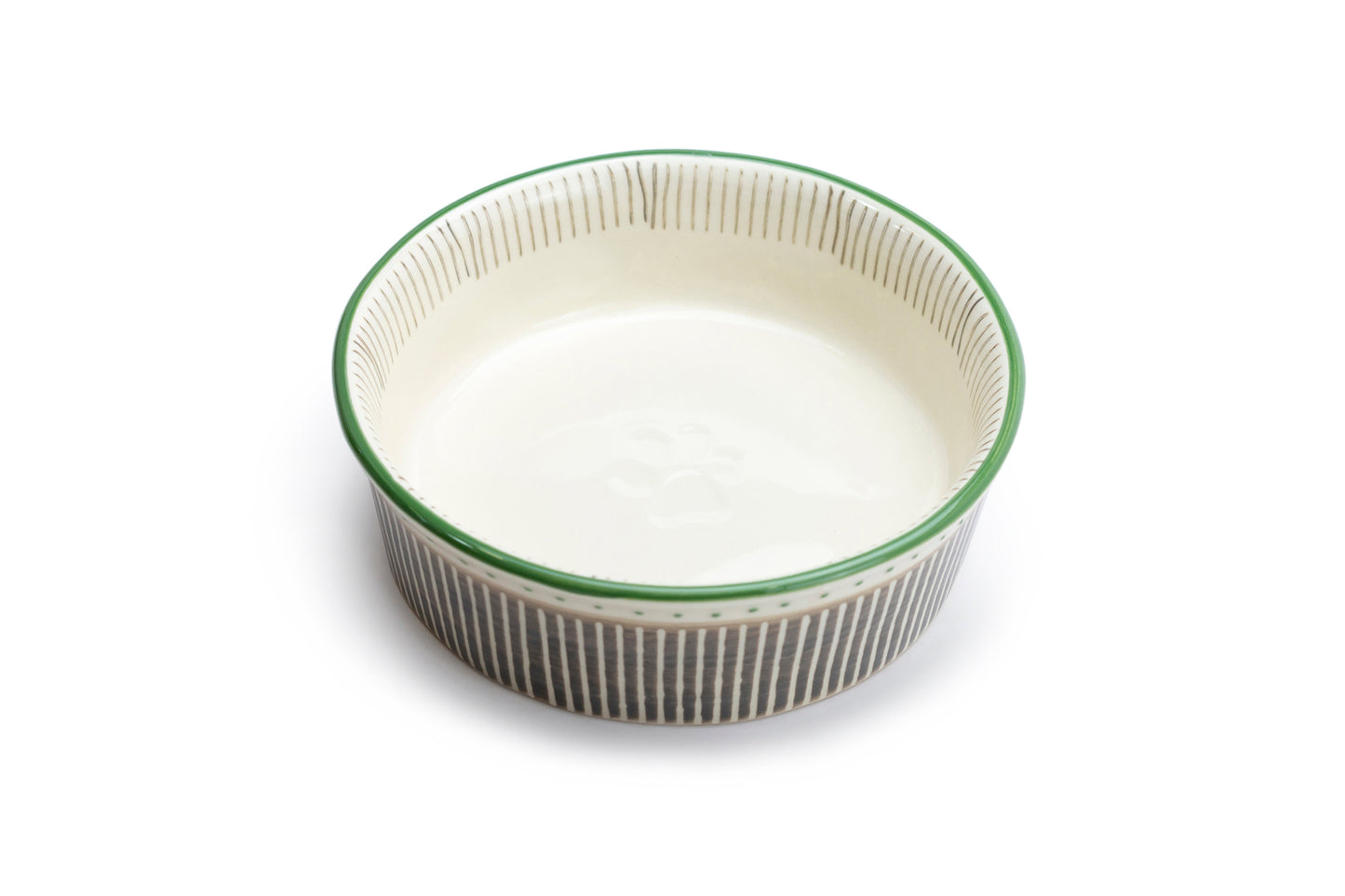 6.25" Organic Stripe Heavy Weight Ceramic Pet Bowl