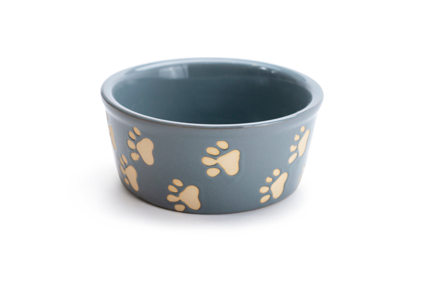 Fido's Diner 4.75" Paw Print Gray Ceramic Pet Bowl