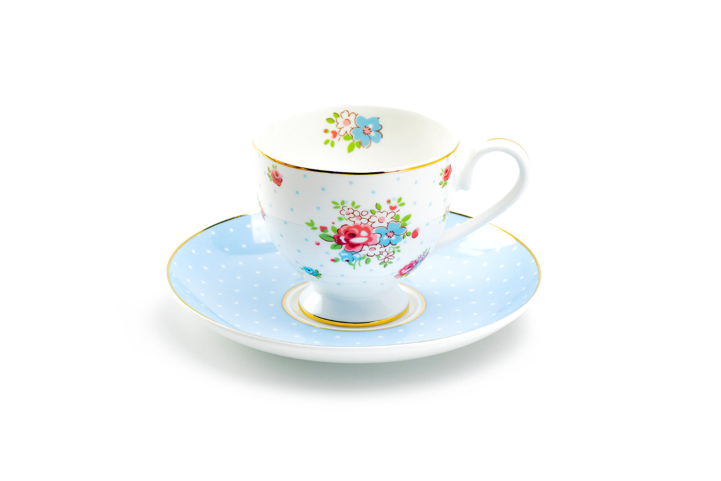 Stechcol Gracie Bone China Baby Blue Katie Rose Bone China Tea Cup and Saucer