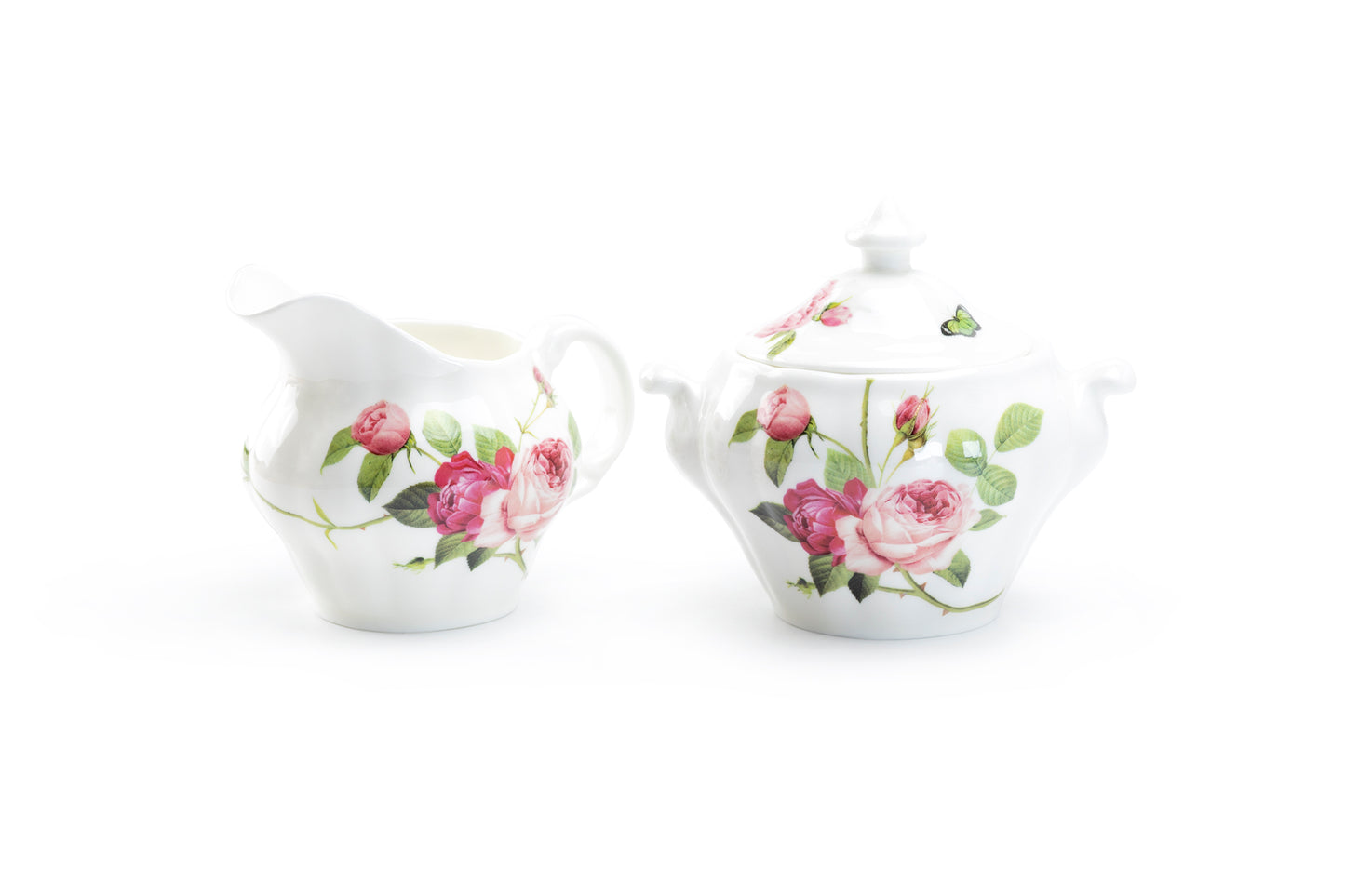 Stechol Gracie Bone China Kensington Pink Rose Sugar & Creamer Set