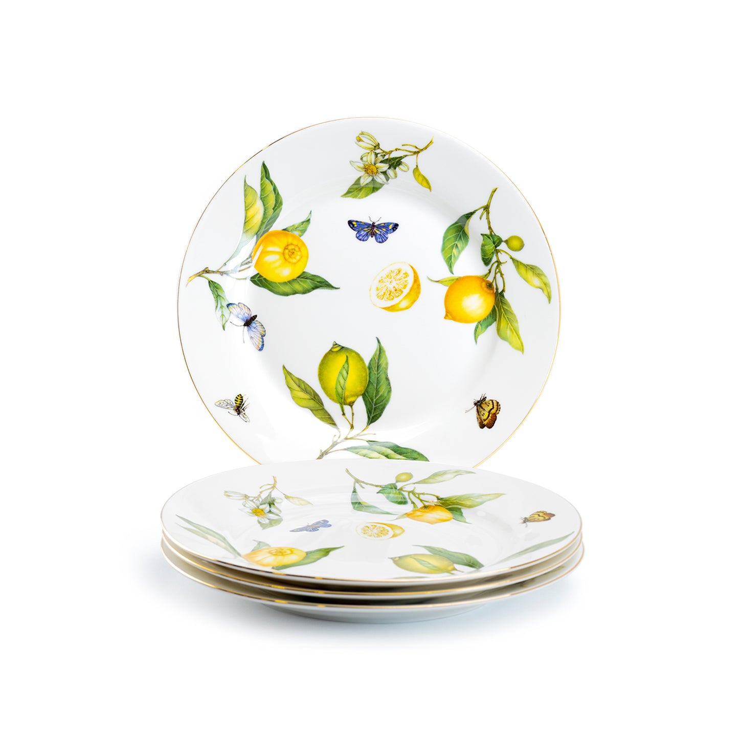 Grace Lemon Butterfly Dessert Plate Set of 4