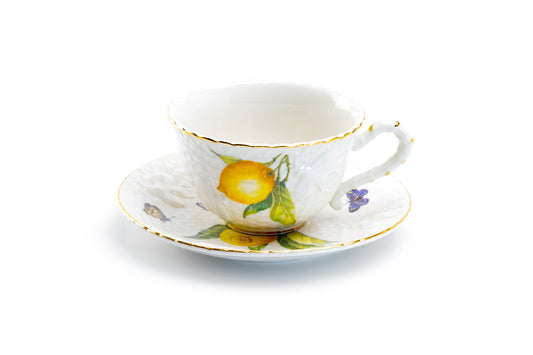 Grace Teaware Lemon Bee Fine Porcelain Cup and Saucer