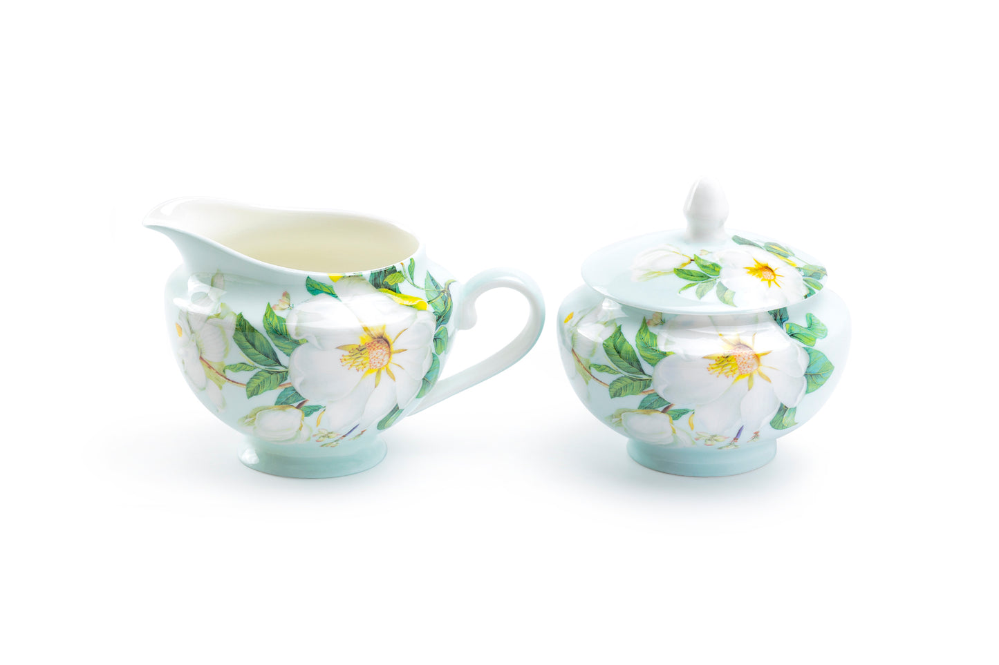 Stechcol Gracie Bone China Magnolia Bone China Sugar & Creamer Set