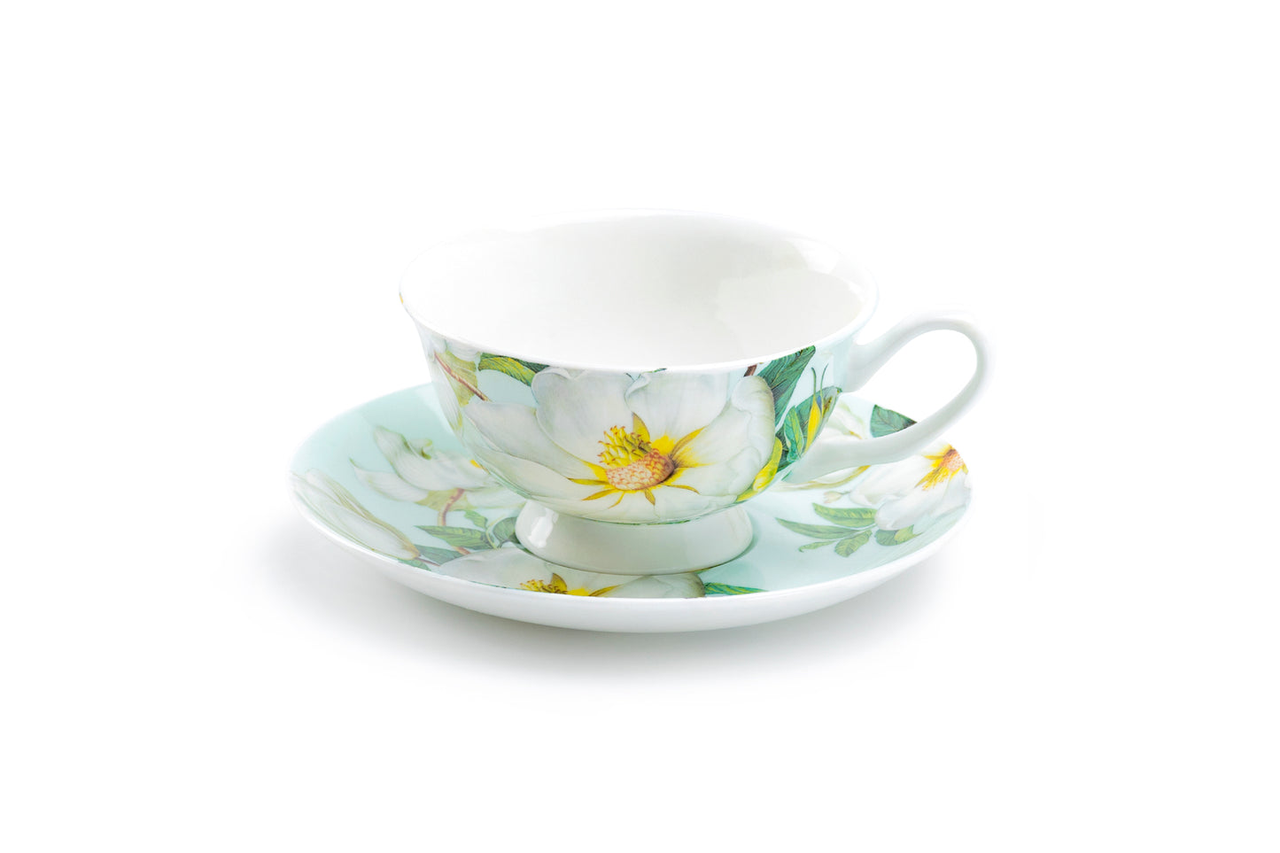 Stechcol Gracie Bone China Magnolia Bone China Tea Cup and Saucer