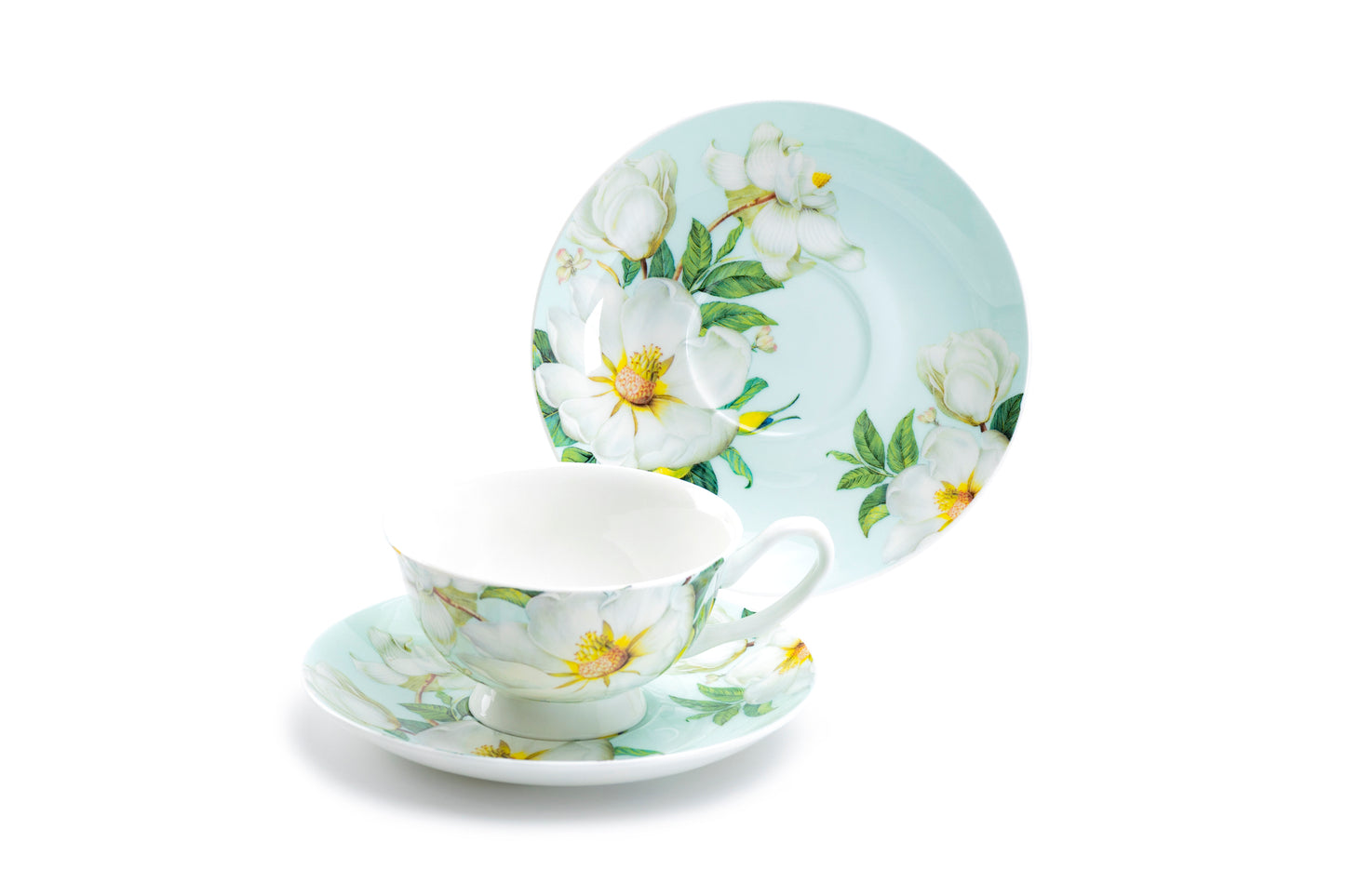 Stechcol Gracie Bone China Magnolia Bone China Tea Cup and Saucer Set