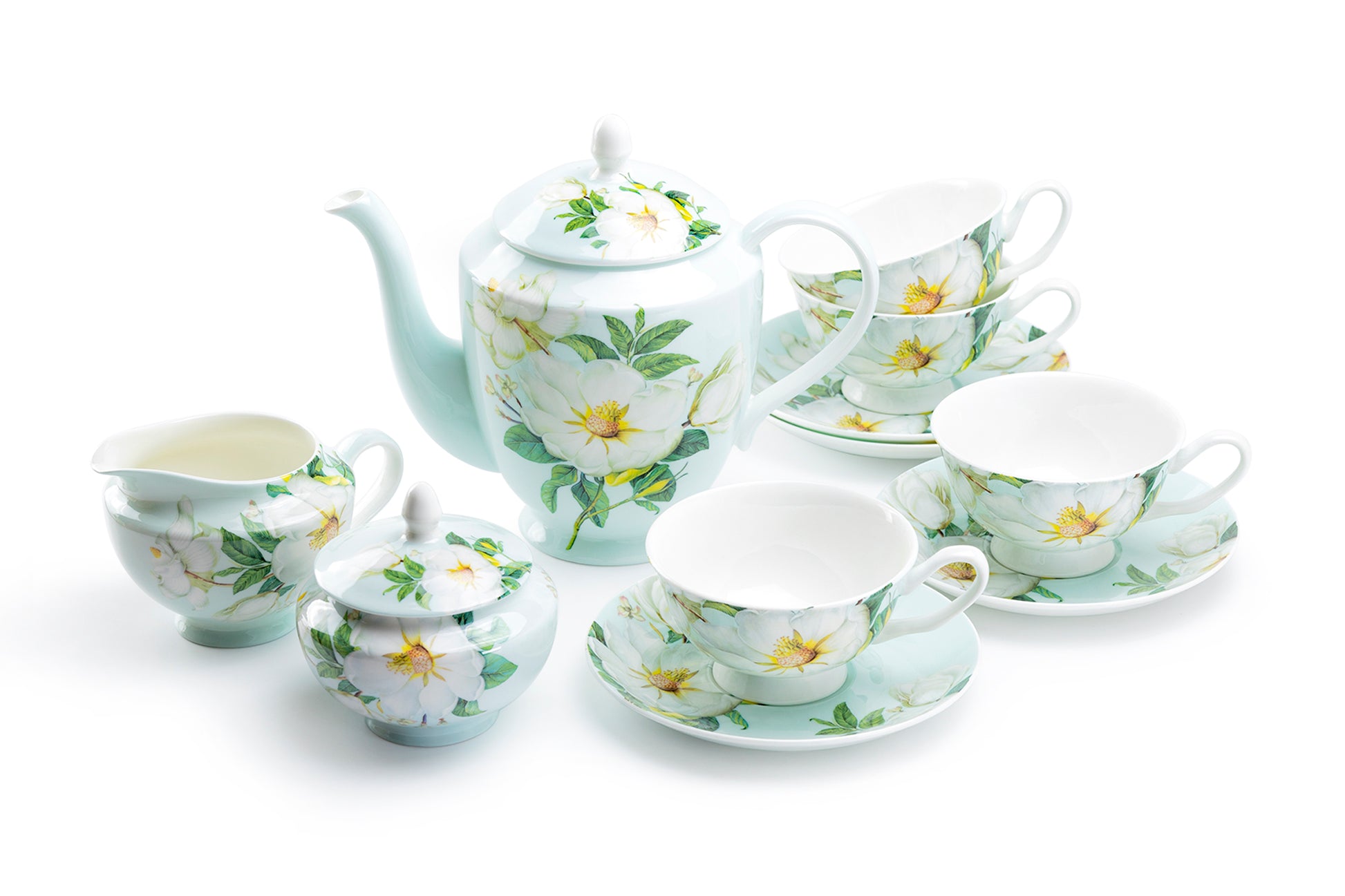 Stechcol Gracie Bone China Magnolia Bone China Tea Set