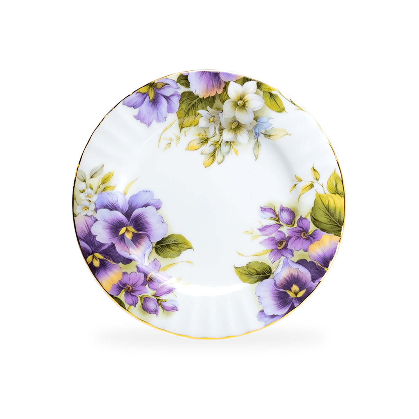 Stechcol Gracie Bone China Purple Pansy Fine Bone China Dessert Plate