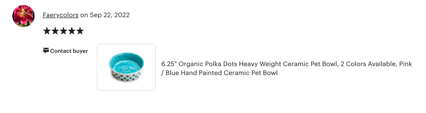 6.25" Organic Blue Dots Heavy Weight Ceramic Pet Bowl