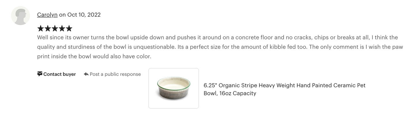 6.25" Organic Stripe Heavy Weight Ceramic Pet Bowl