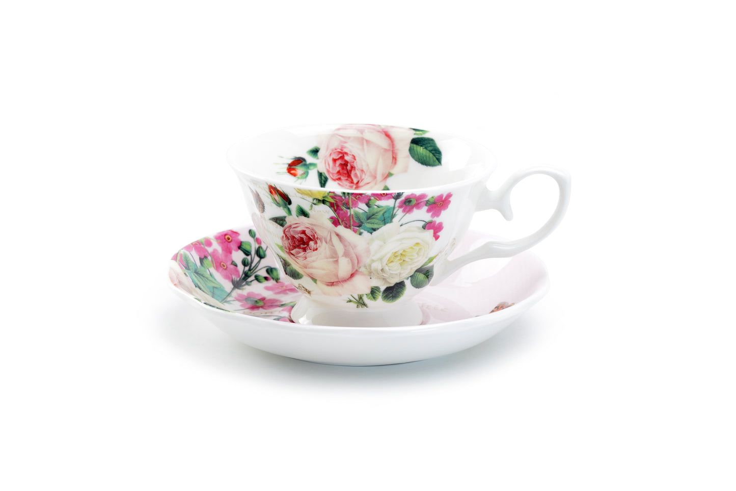 Stechcol Gracie Bone China Rose Garden Bone China Tea Cup and Saucer