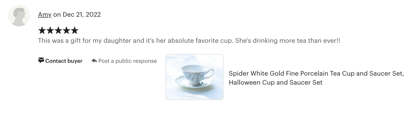 Spider White Gold Tea Cup and Saucer