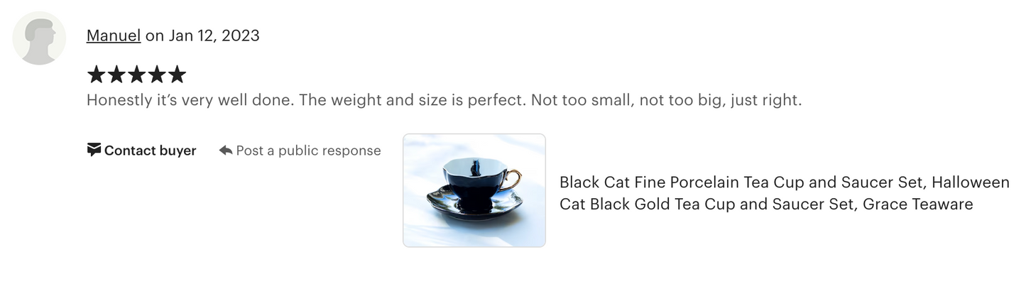 Black Cat Black Gold Tea Cup and Saucer