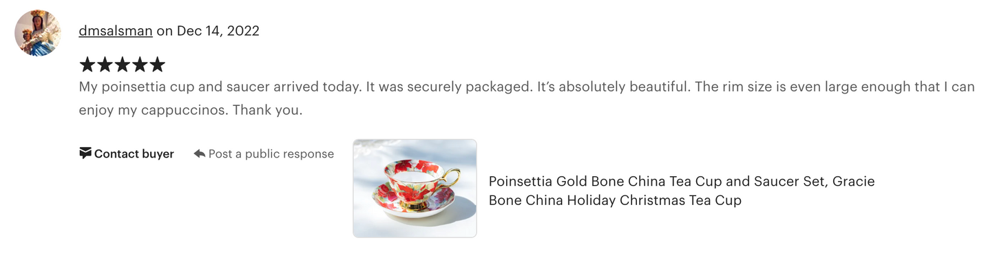 Poinsettia Gold Bone China Tea Cup and Saucer