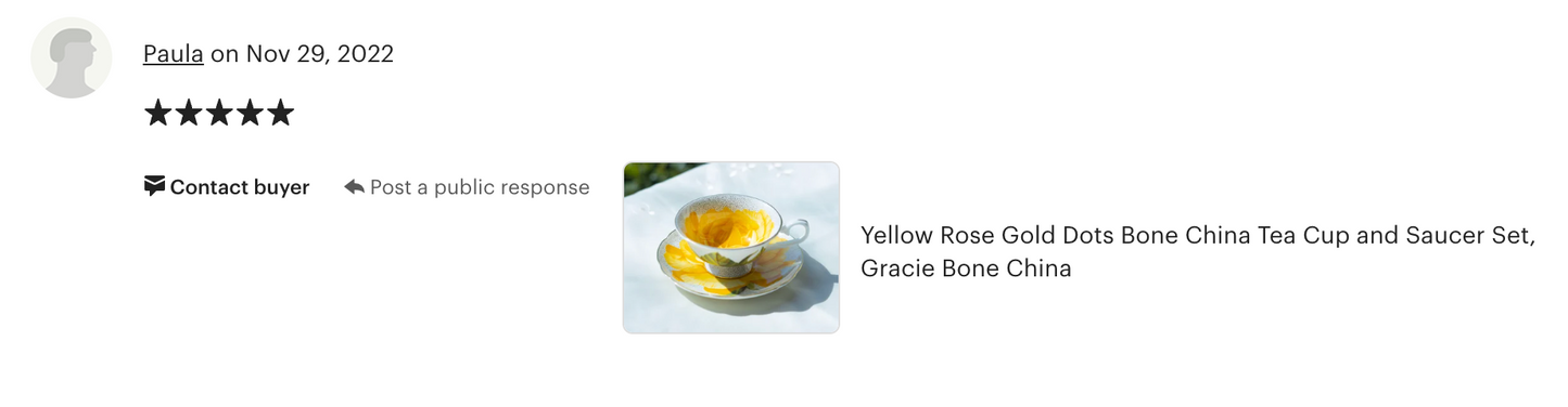 Yellow Rose Gold Dots Bone China Tea Cup and Saucer