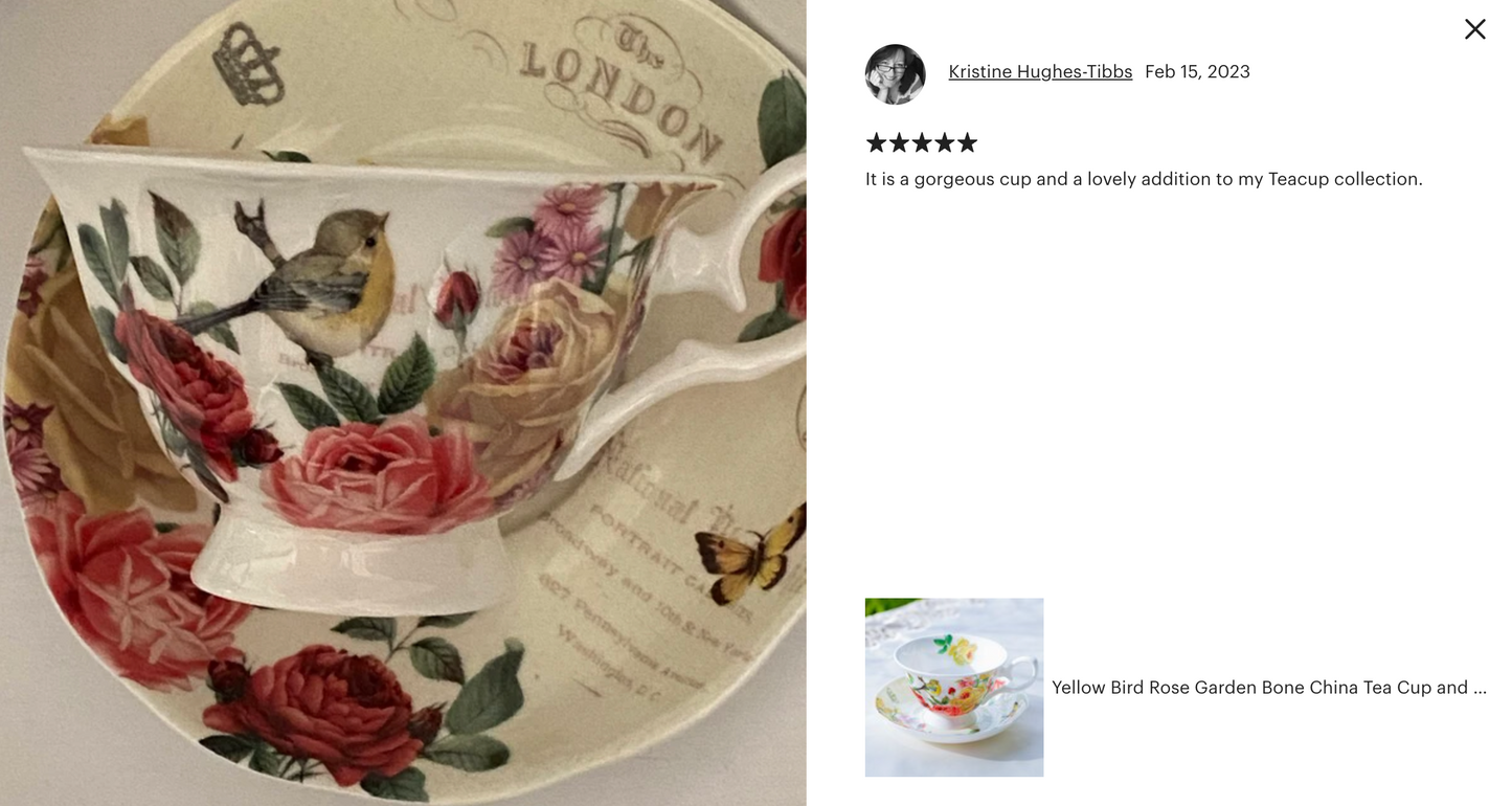 Yellow Rose Garden Bone China Tea Cup and Saucer