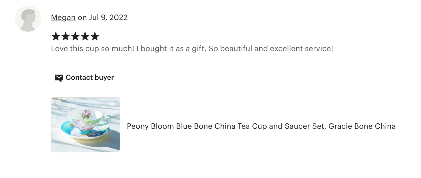 Peony Blue Bone China Cup and Saucer
