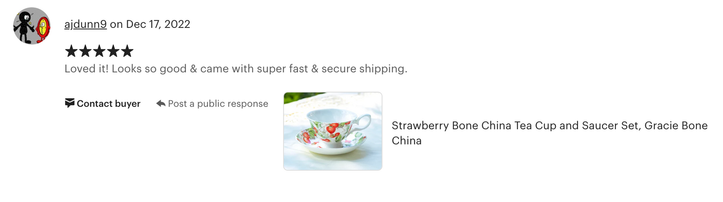 Strawberry Bone China Tea Cup and Saucer