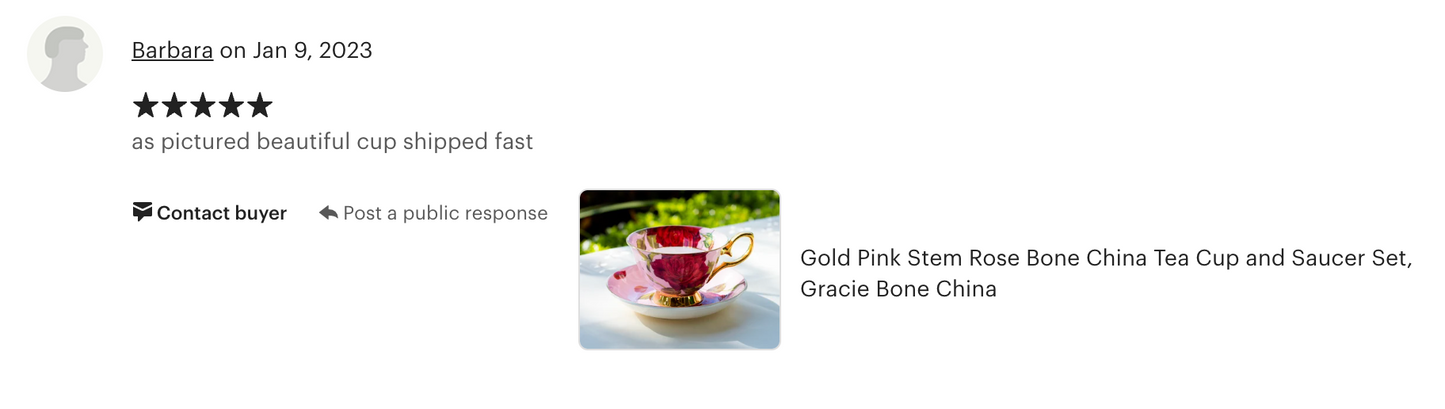 Gold Pink Stem Rose Bone China Tea Cup and Saucer
