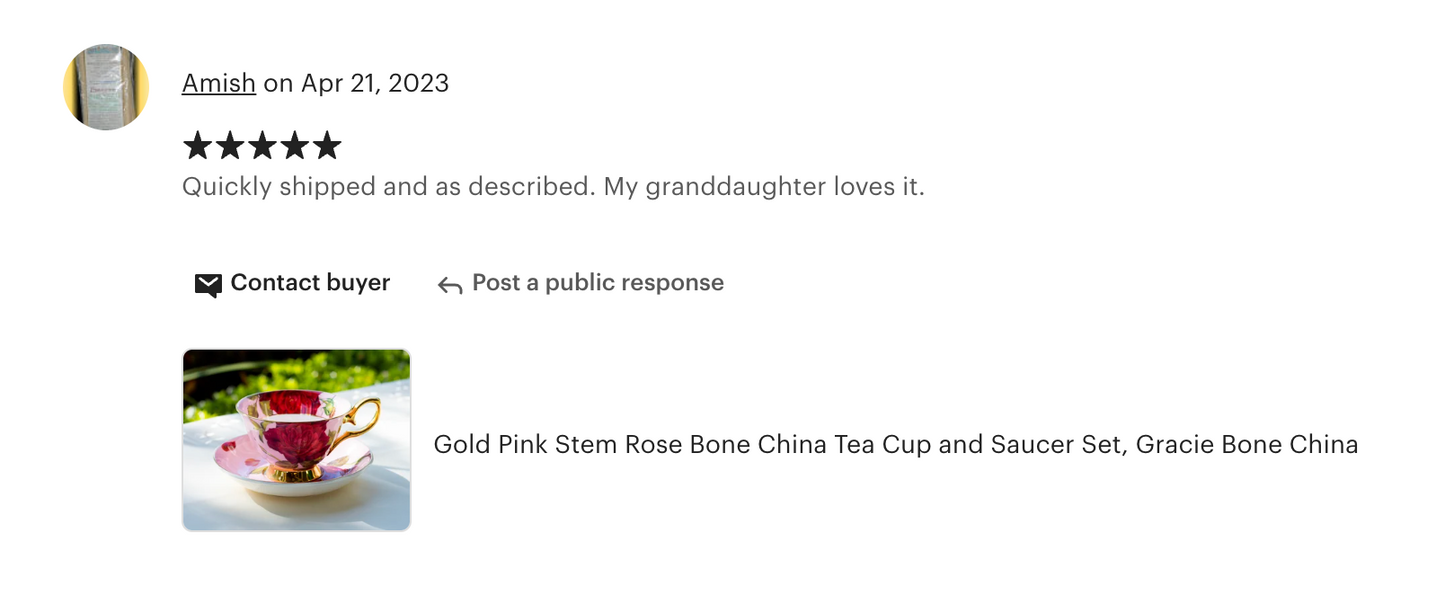 Gold Pink Stem Rose Bone China Tea Cup and Saucer