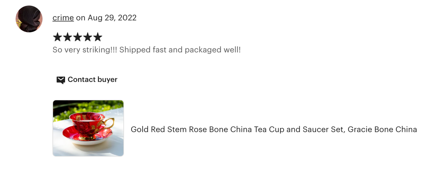 Gold Red Stem Rose Bone China Tea Cup and Saucer