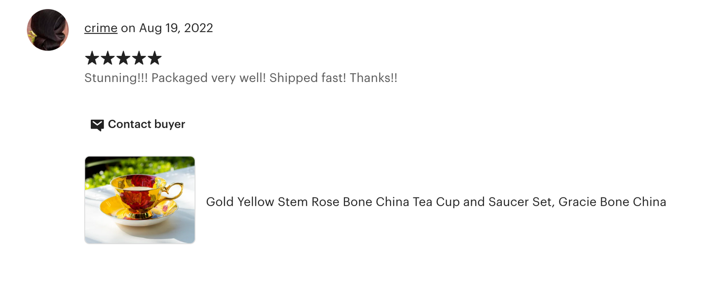 Gold Yellow Stem Rose Bone China Tea Cup and Saucer