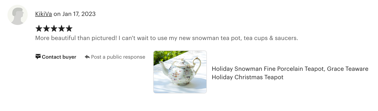 Holiday Snowman Fine Porcelain Teapot