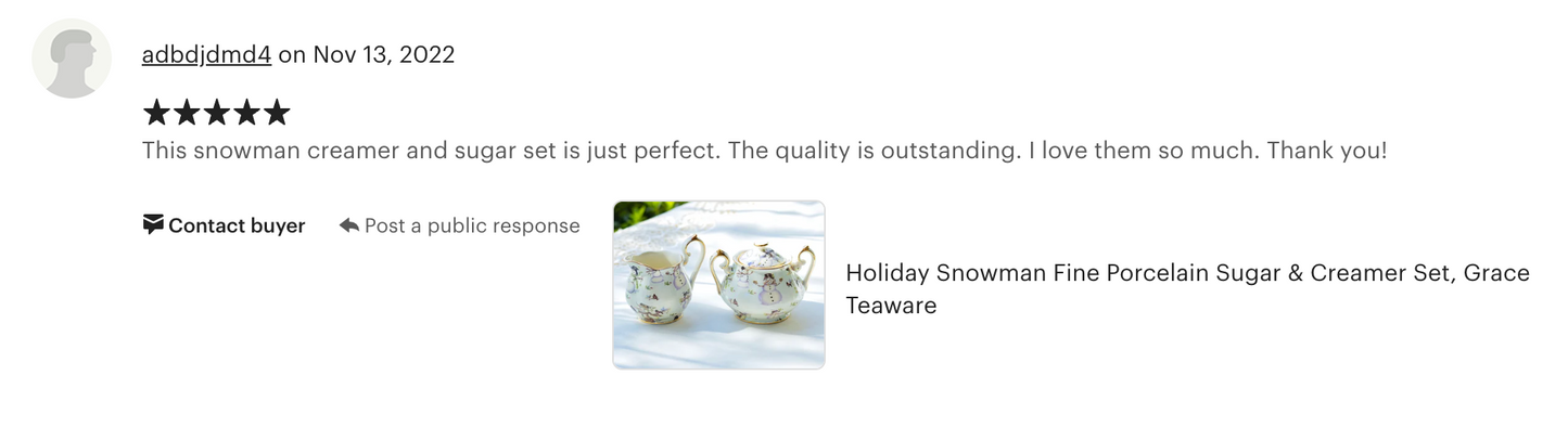 Holiday Snowman Fine Porcelain Sugar & Creamer Set