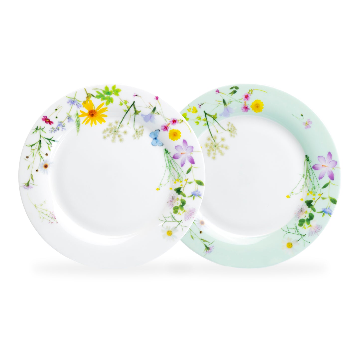 Gracie Bone China 7.5" Summer Meadow Bone China Dessert Plate White and Mint