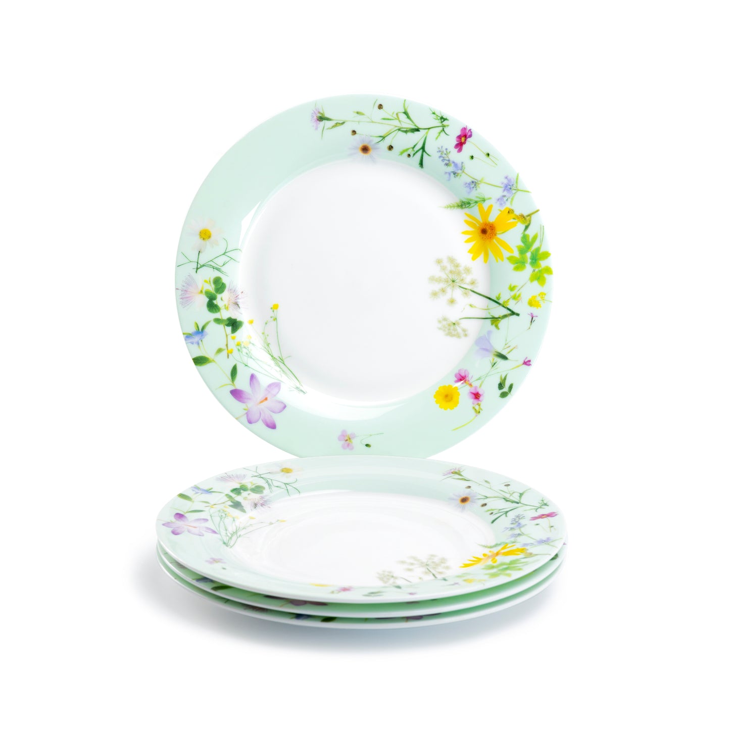 Gracie Bone China 7.5" Summer Meadow Bone China Dessert Plate Set of 4 Mint