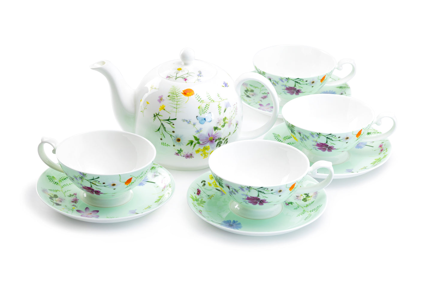 Stechcol Gracie Bone China Summer Meadow Mint Tea Set