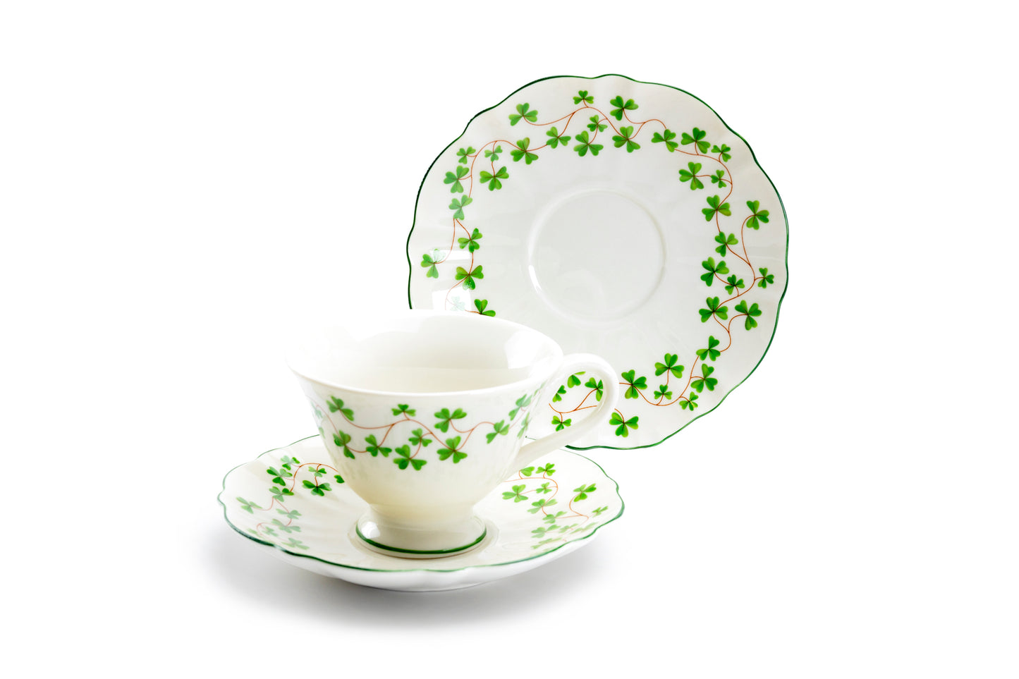 Grace Teaware Shamrock Fine Porcelain Tea Cup and Saucer Set