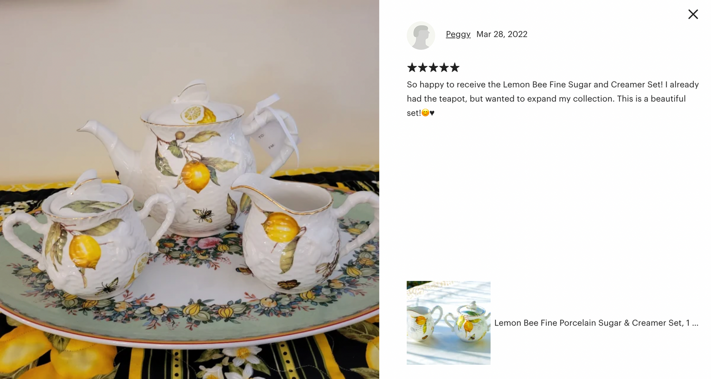 Lemon Bee Fine Porcelain Teapot