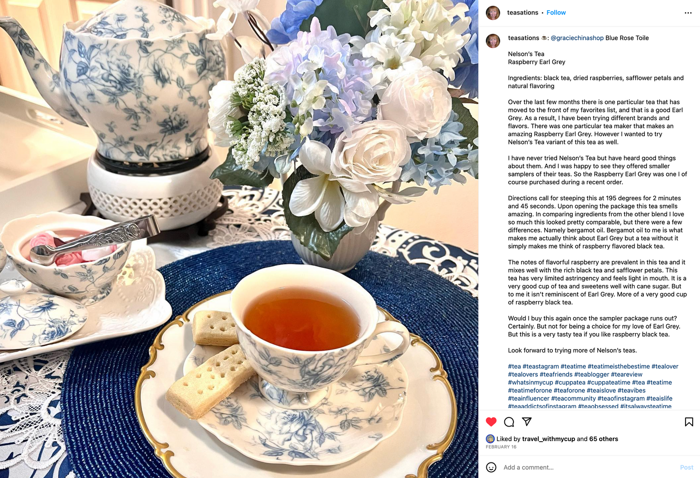 Blue Rose Toile Fine Porcelain Tea Set