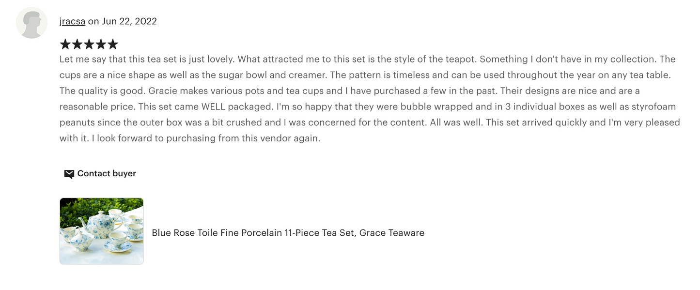 Blue Rose Toile Fine Porcelain Tea Set