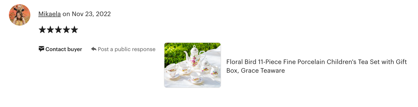 Spring Bird Fine Porcelain 11-Piece Children's Tea Set with Gift Box