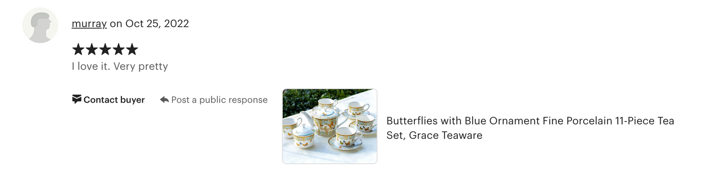 Butterflies with Blue Ornament Fine Porcelain Tea Set