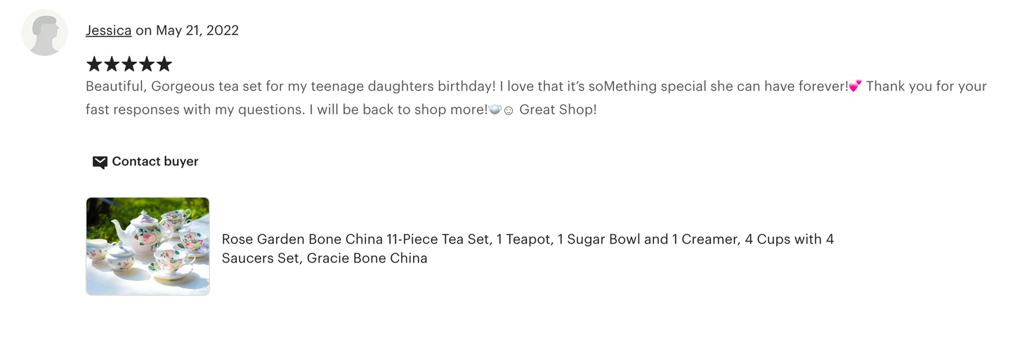 Liz's Rose Garden Bone China 11-Piece Tea Set