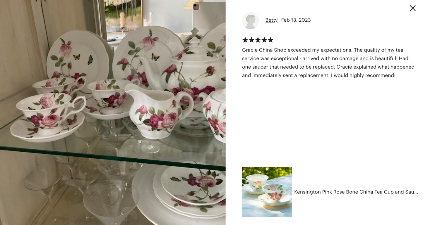 Kensington Pink Rose Bone China 11-Piece Tea Set