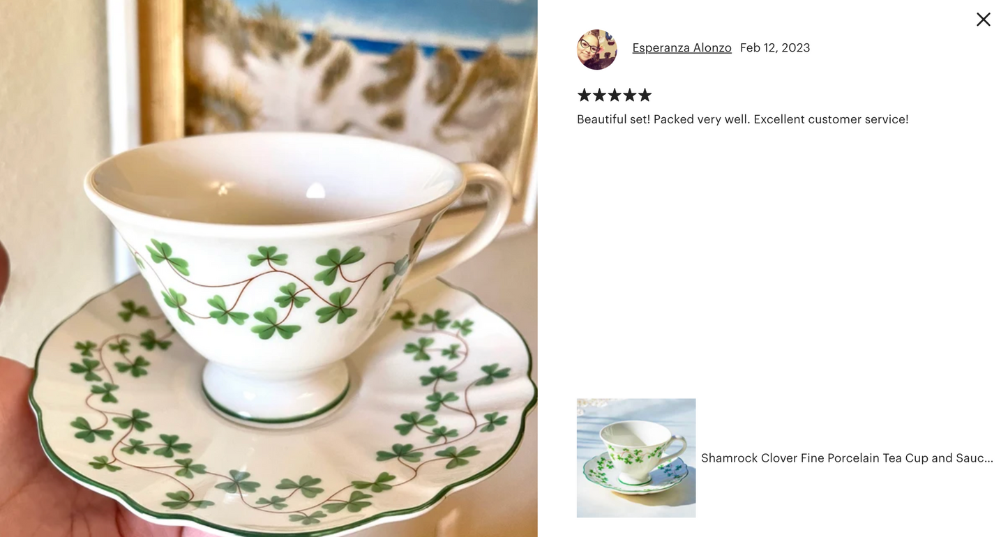 Shamrock Fine Porcelain Tea Cup and Saucer