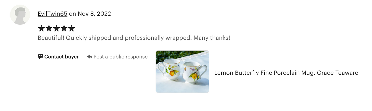 Lemon Butterfly Fine Porcelain Mug